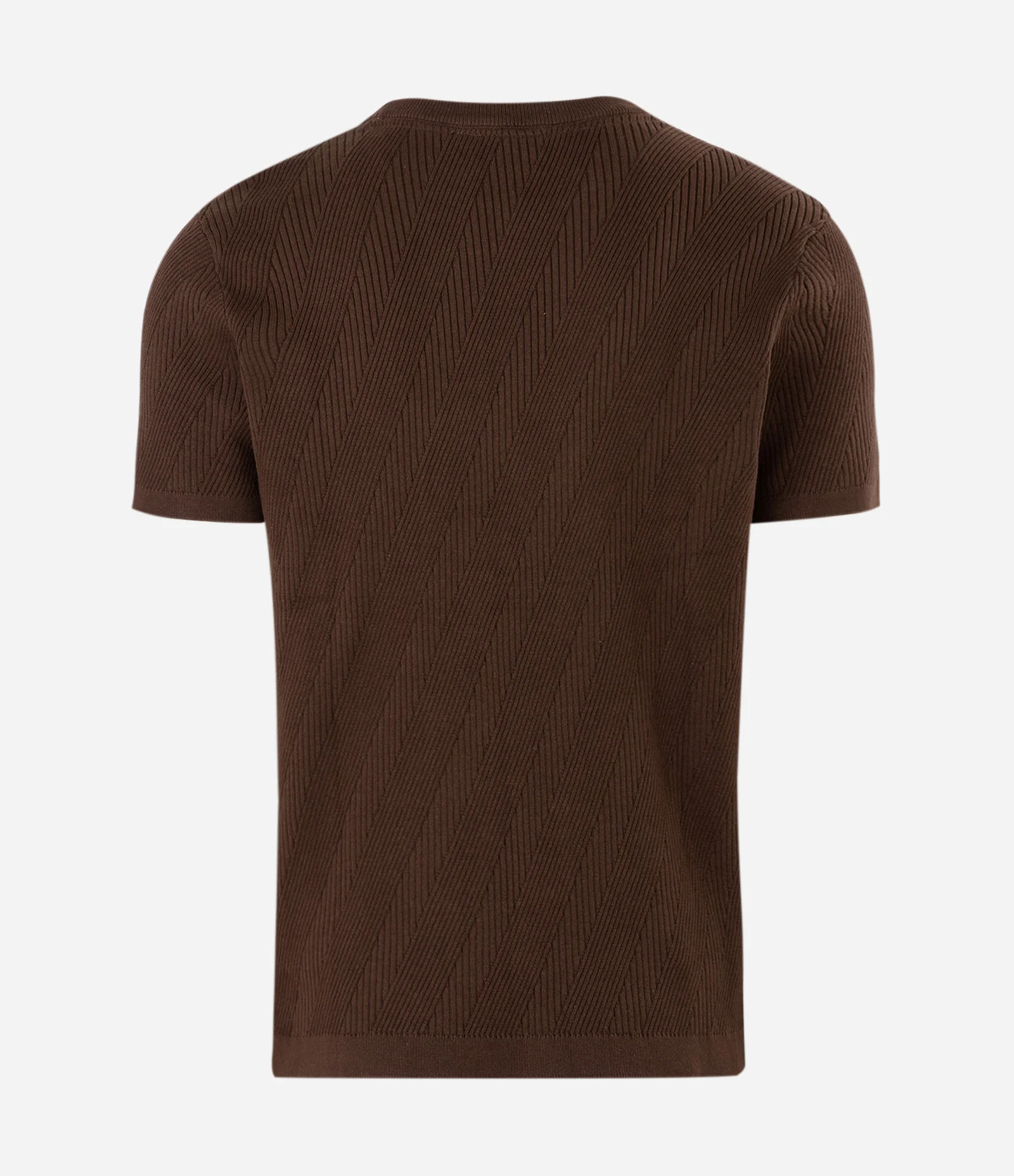 Camiseta Slim em Algodão com Textura e Manga Curta Marrom 2