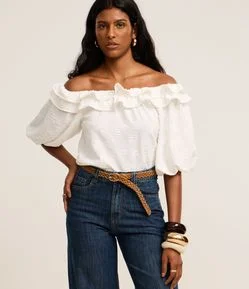 Blusa Texturizada Ombro a Ombro com
