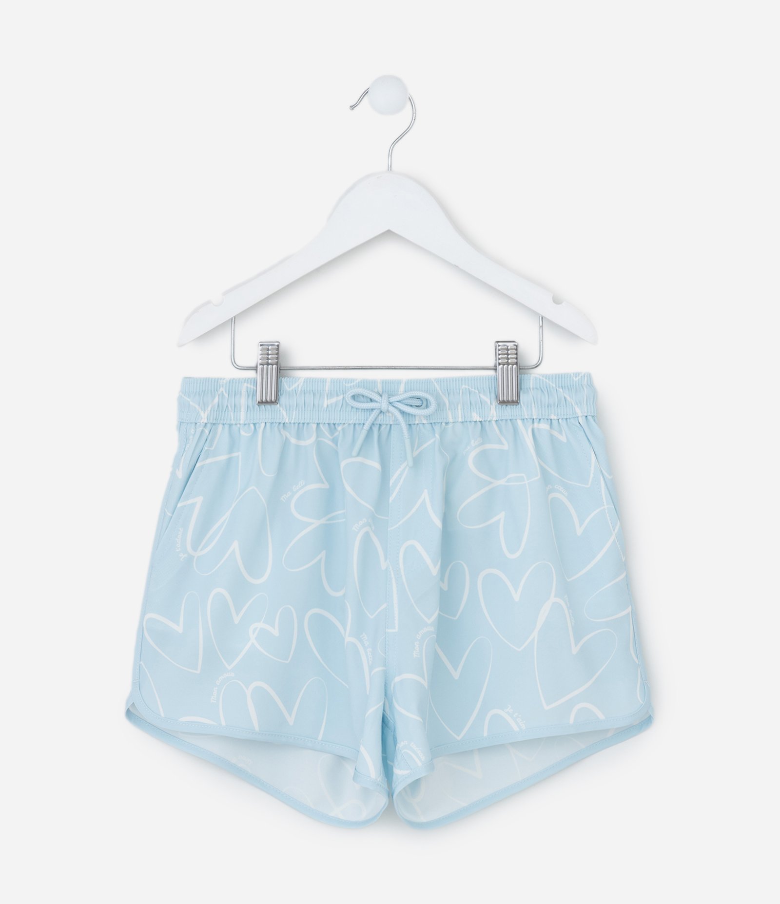 Short Infantil com Estampa de Corações – Tam 5 a 14 Anos Azul Claro 2