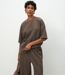 Blusa Moletom Oversized com Manga Curta