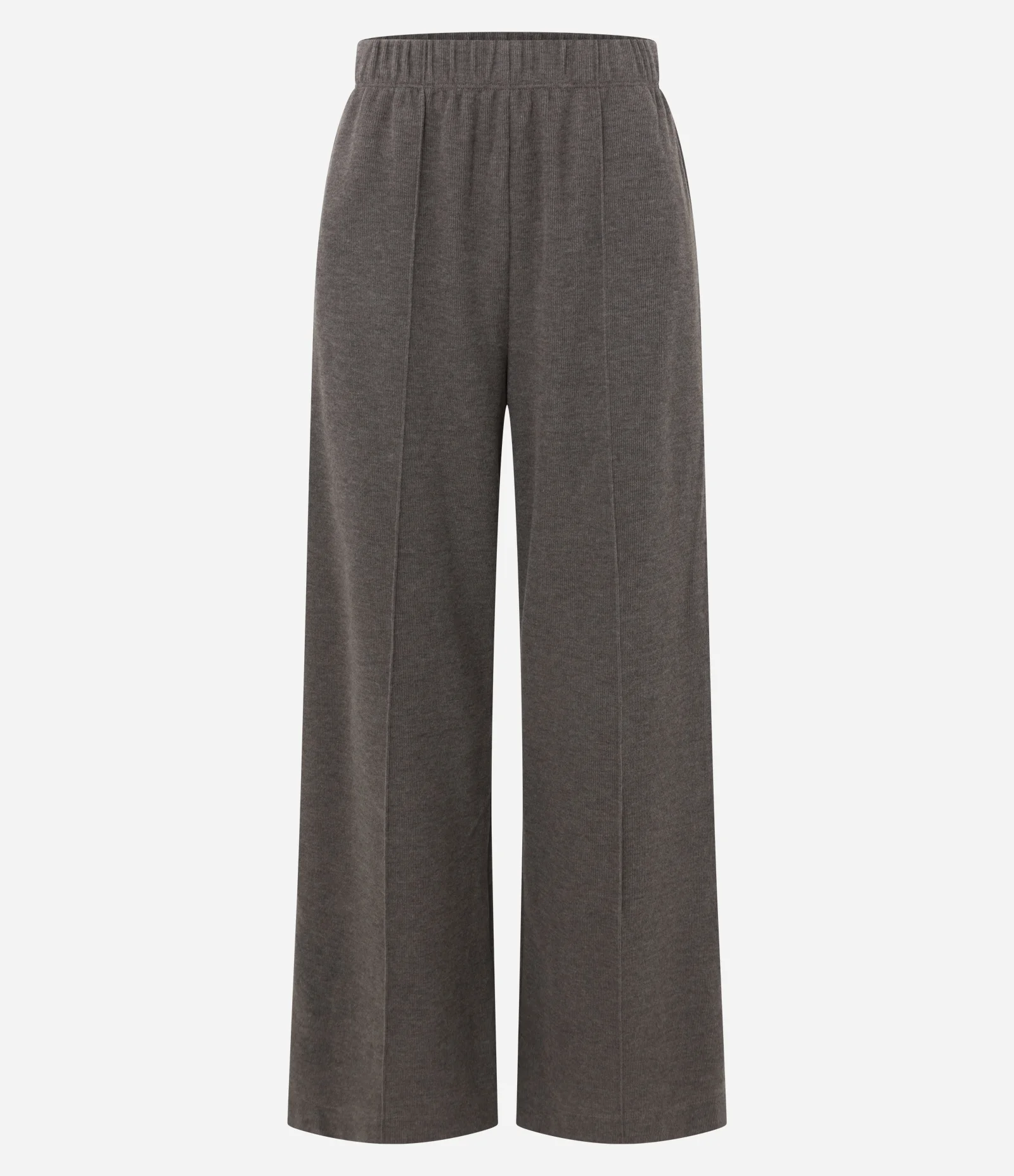 Calça Wide Leg em Moletom Sem Felpa Marrom 6