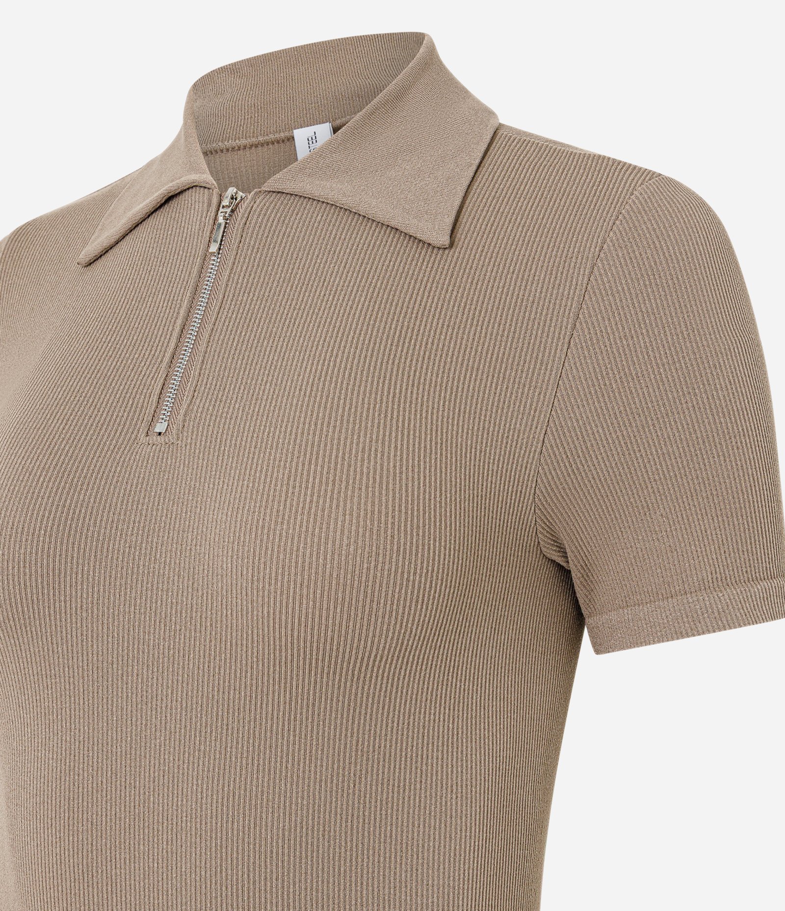 Body Seamless com Gola Polo e Zíper Frontal Bege 2