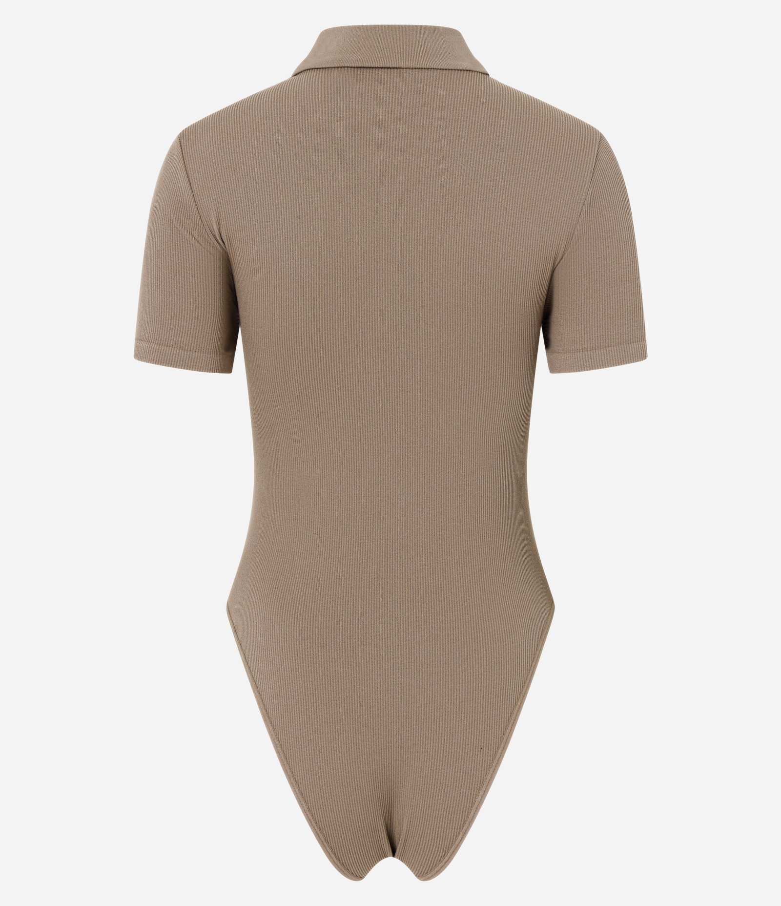 Body Seamless com Gola Polo e Zíper Frontal Bege 3