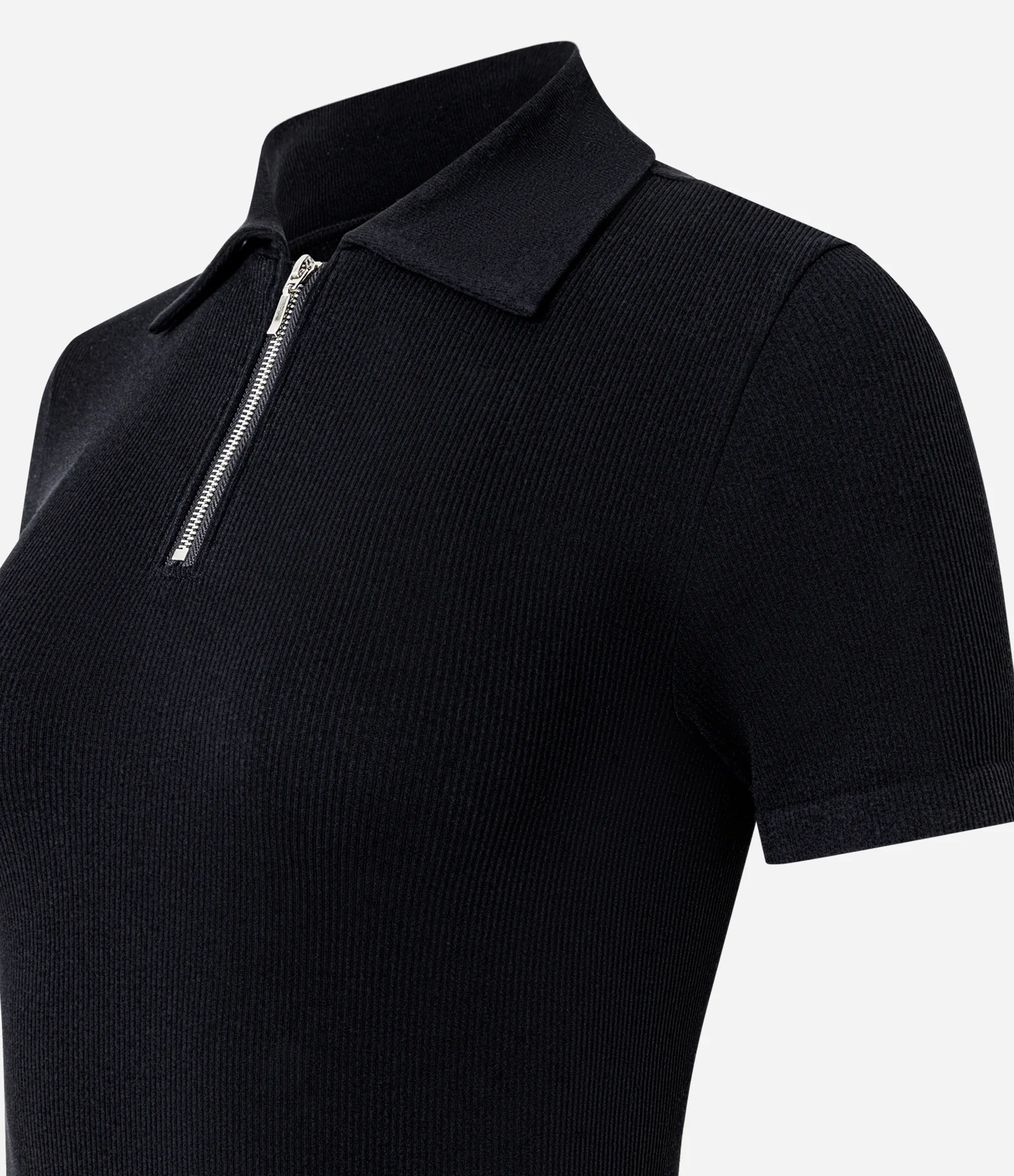 Body Seamless com Gola Polo e Zíper Frontal Preto 2