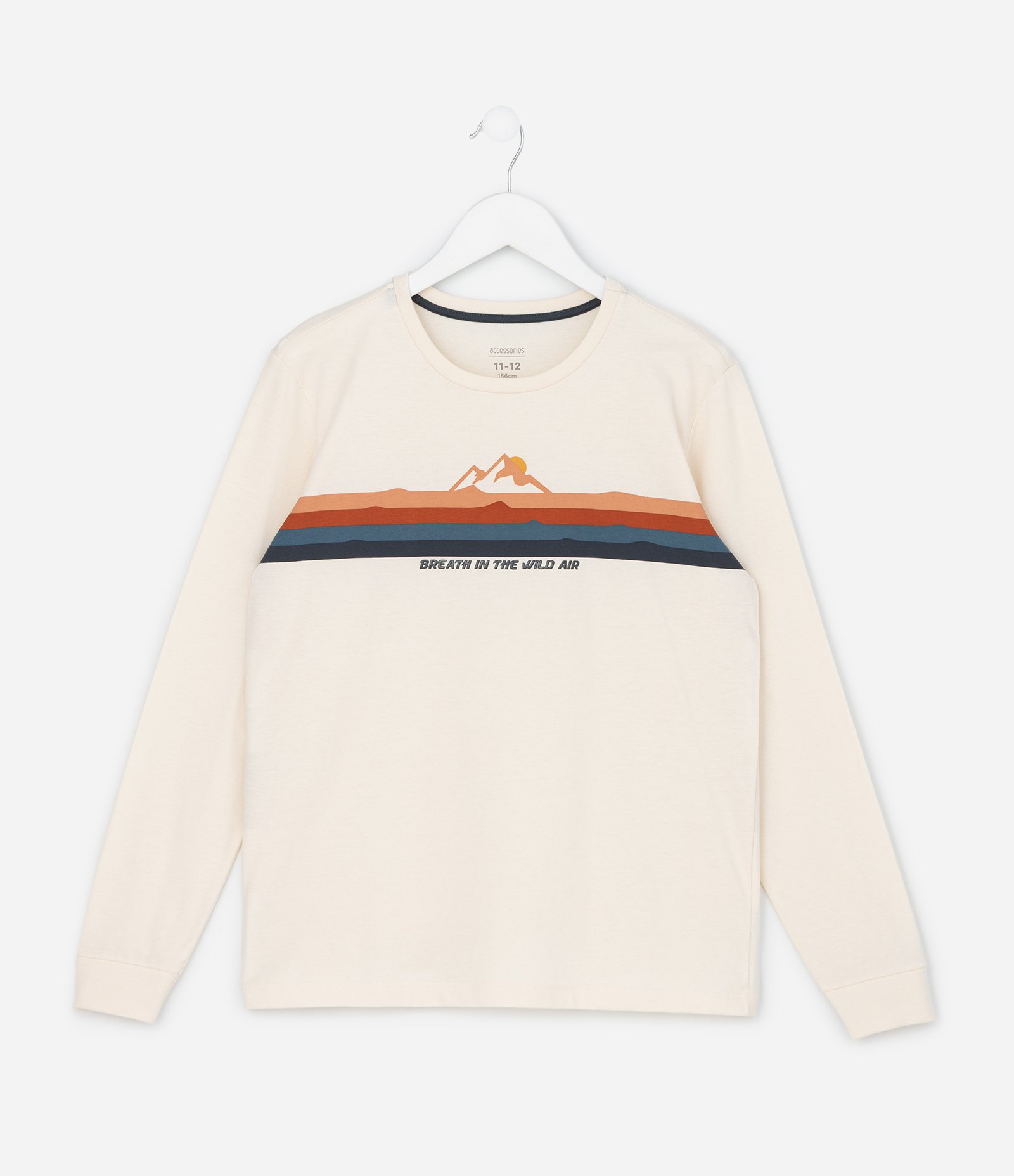 Pijama Infantil Longo com Estampa Montanha - Tam 5 a 14 Anos Bege/ Azul Marinho 2