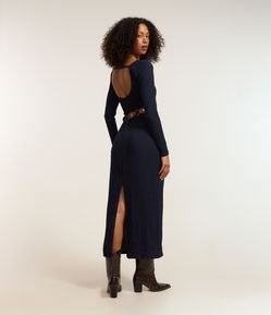 Vestido New Midi em Anarruga com Decote nas Costas