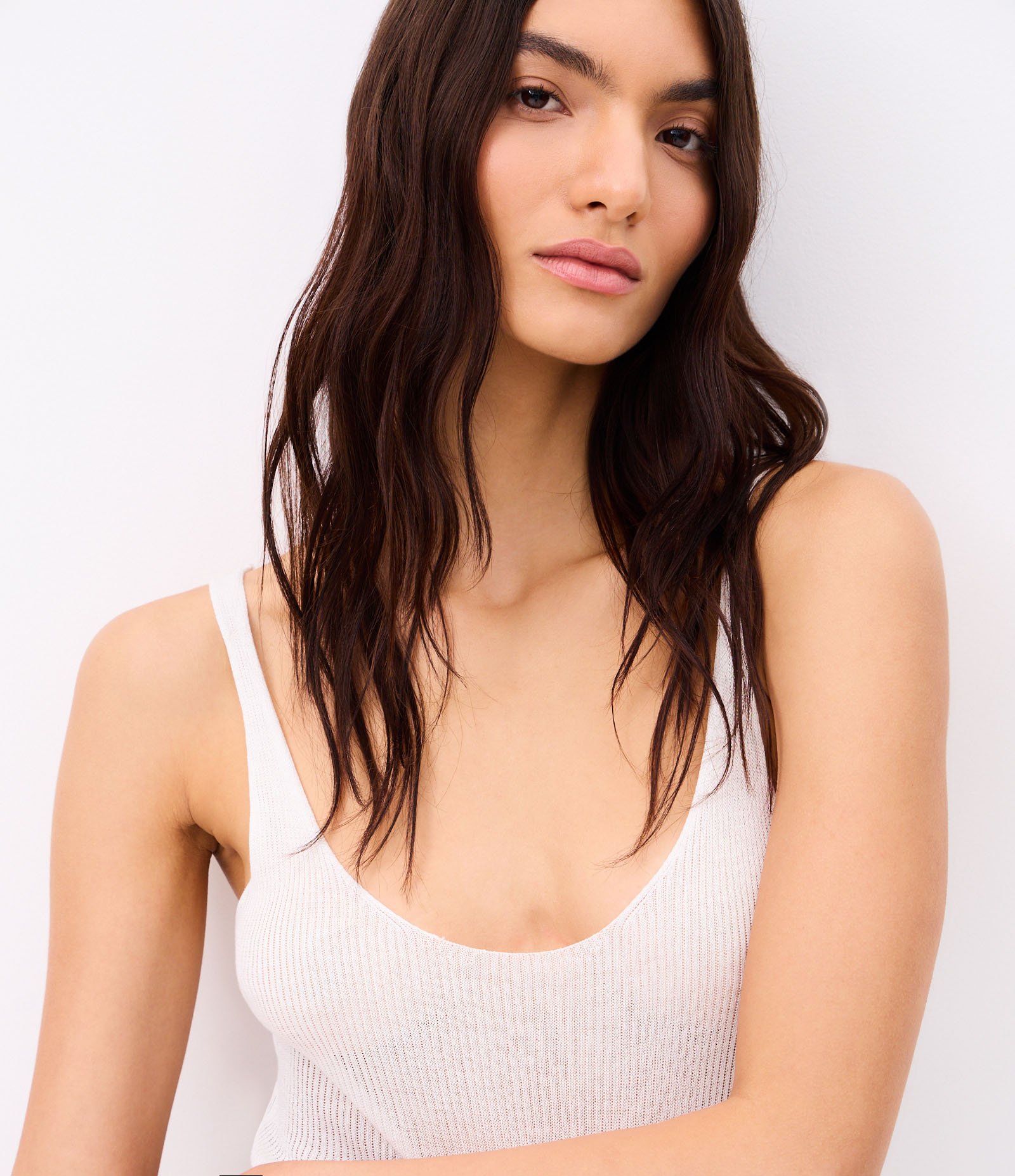 Blusa em Tricô com Decote U e Alça Média Off White 4