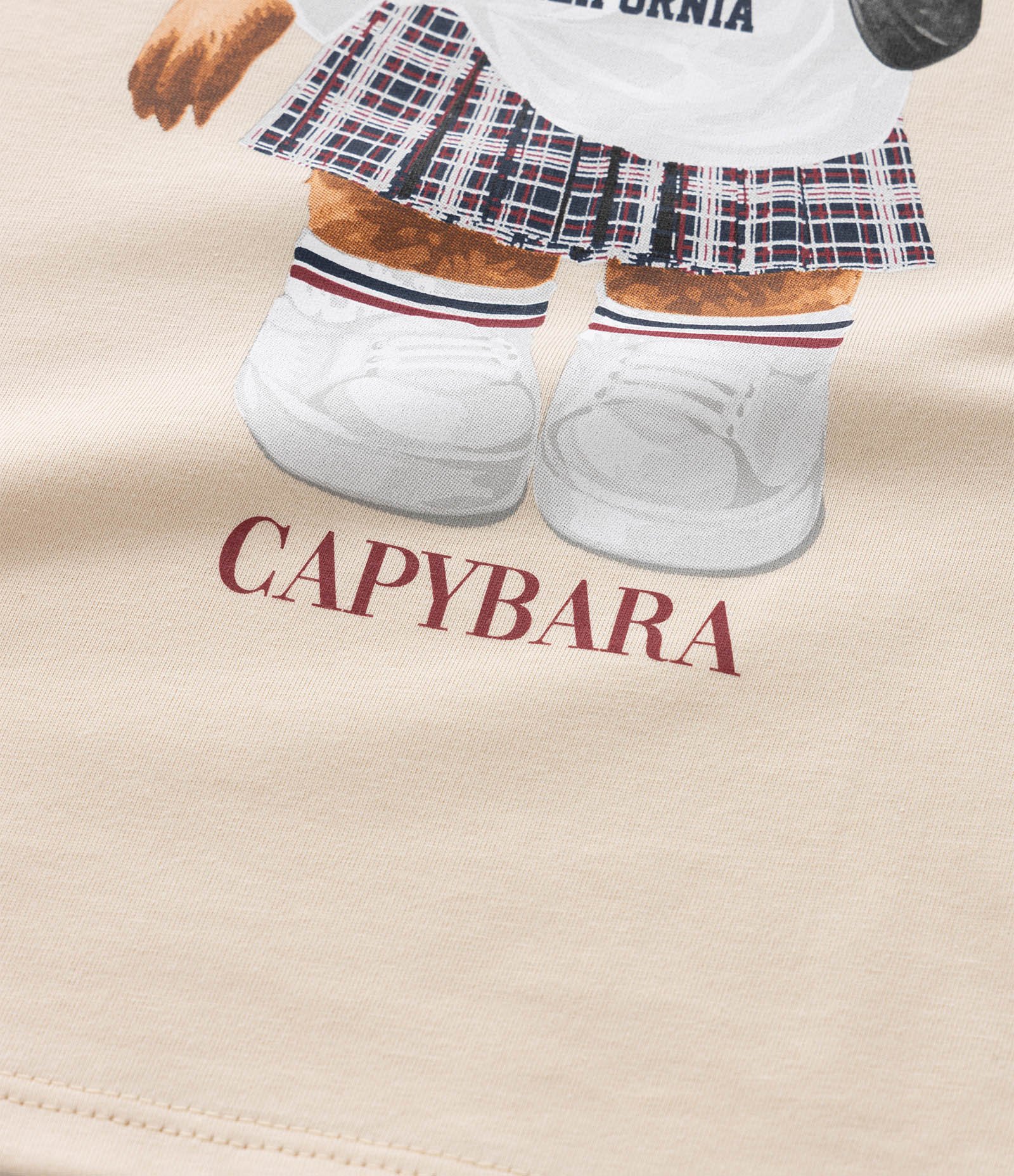 Camiseta Regular Infantil com Estampa de Capivara - Tam 5 a 14 Anos Bege 5