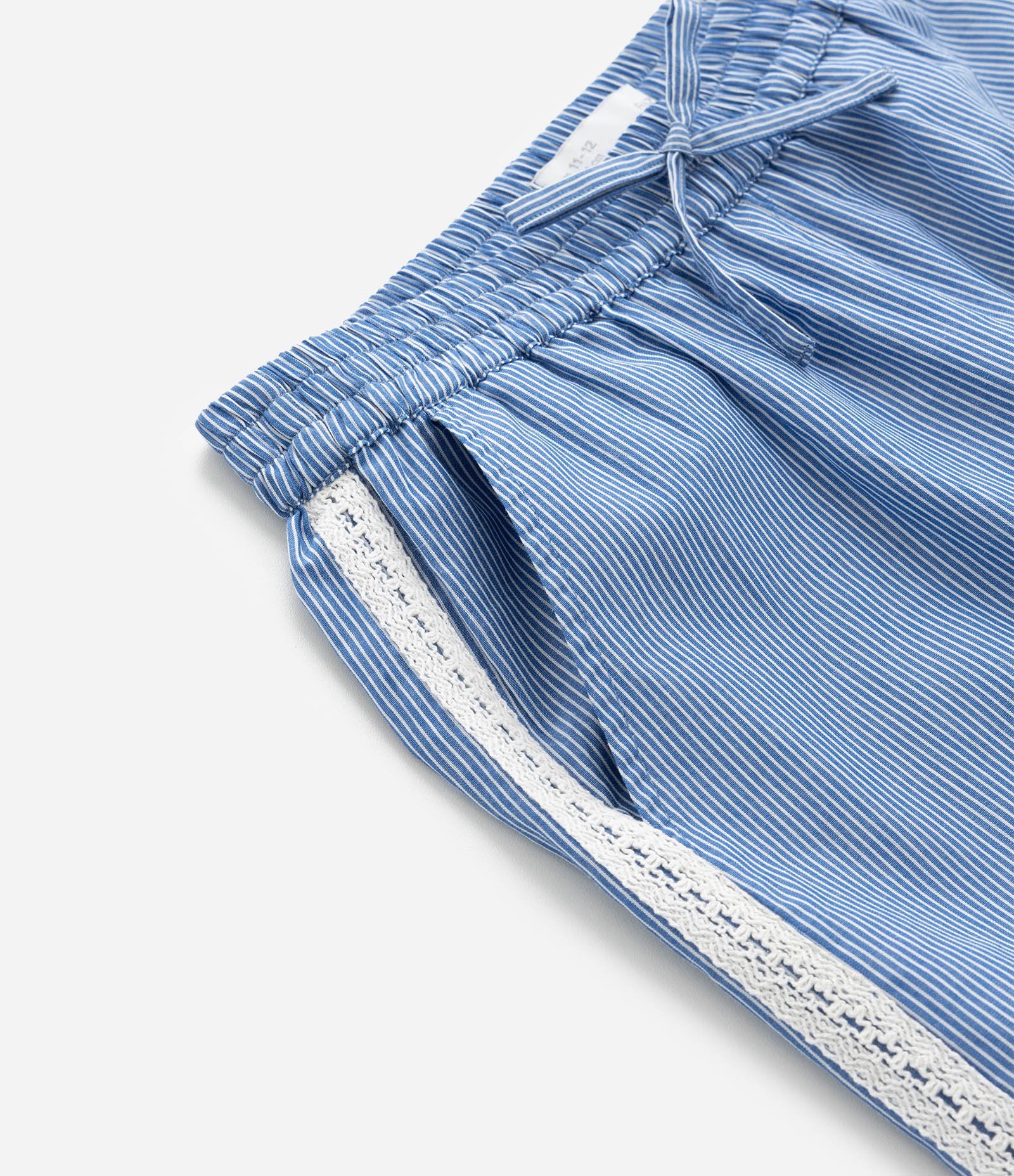 Calça Infantil em Tricoline com Listras e Cordão – Tam 5 a 14 Anos Azul 6