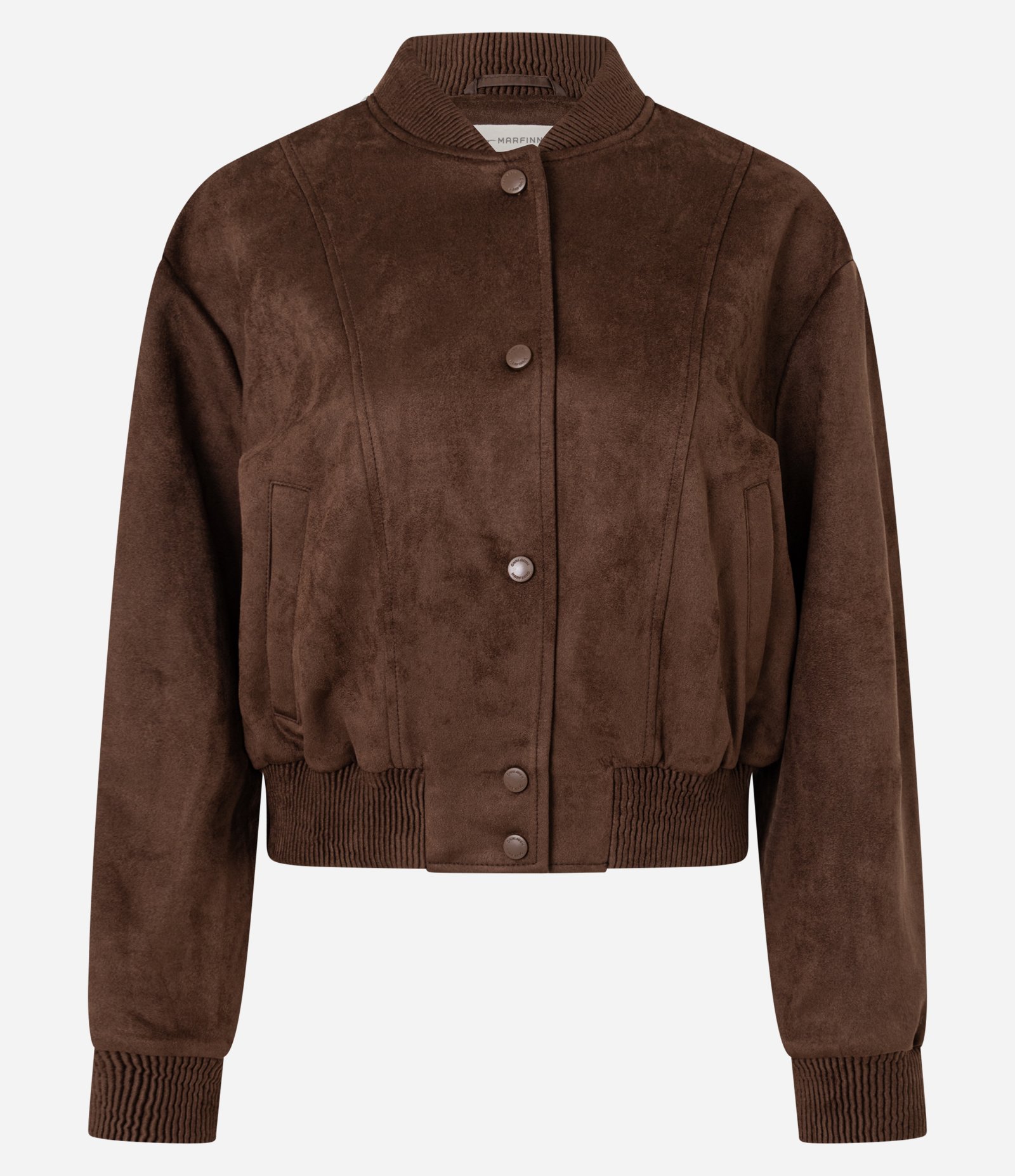 Jaqueta Bomber em Suede com Barras Ajustadas e Recortes Marrom 6