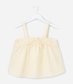 Blusa Infantil em Tricoline com Estampa Xadrez Vichy e Lacinhos - Tam 5 a 14 Anos