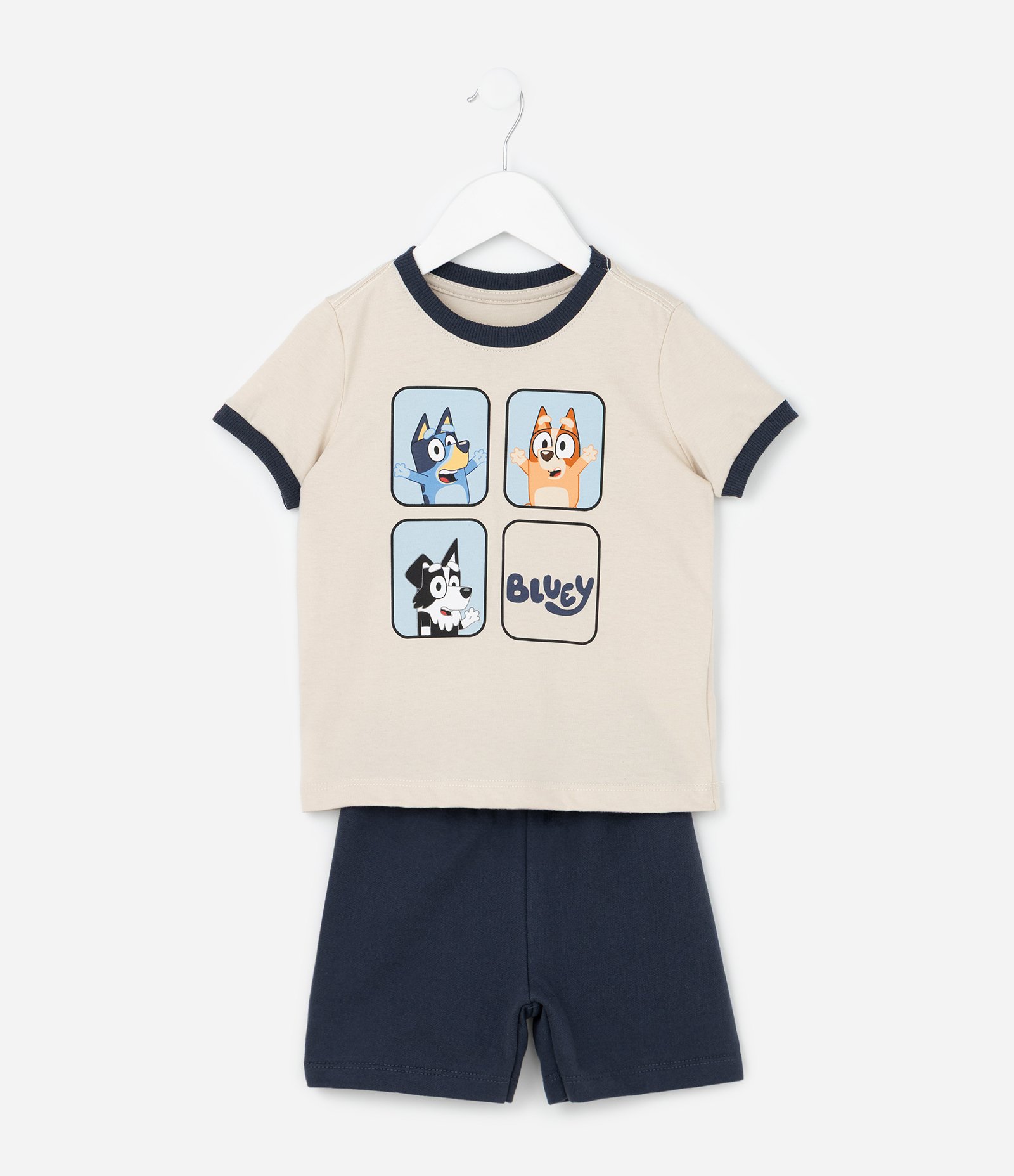 Conjunto Curto Infantil Bluey - Tam 2 a 6 Anos Bege/Azul 1