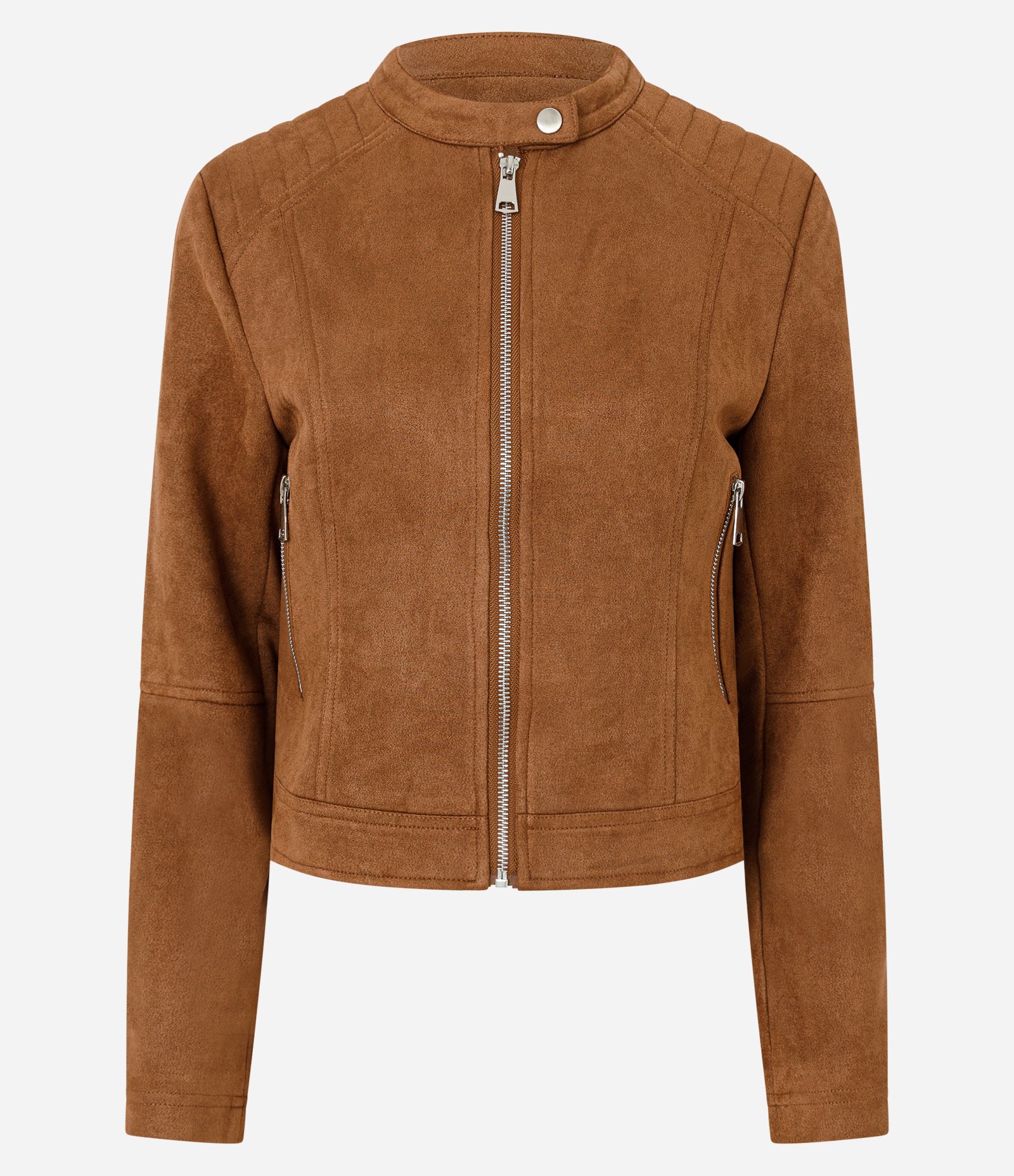 Jaqueta Motorcycle em Suede com Zíper Lateral Marrom 5