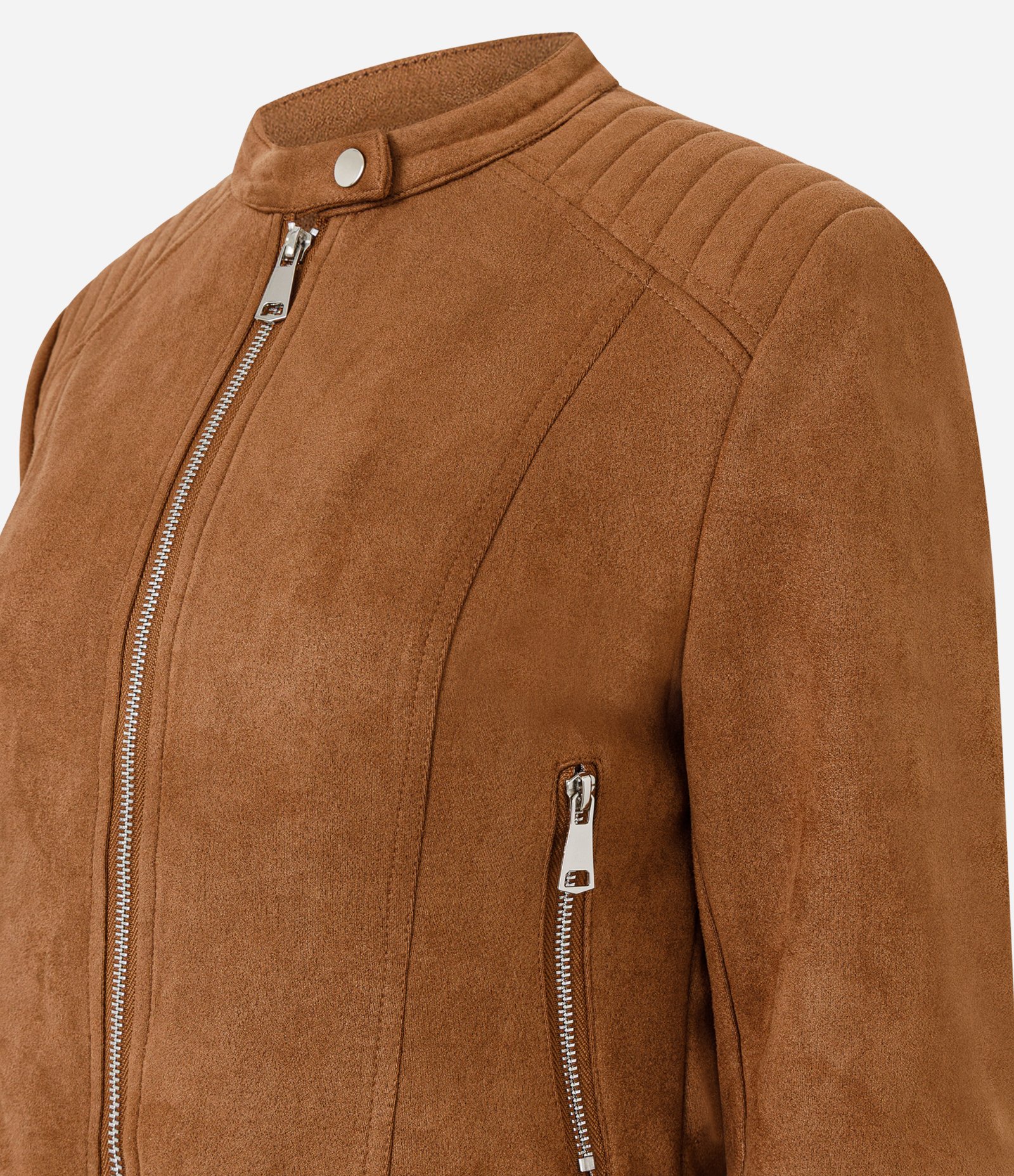 Jaqueta Motorcycle em Suede com Zíper Lateral Marrom 6