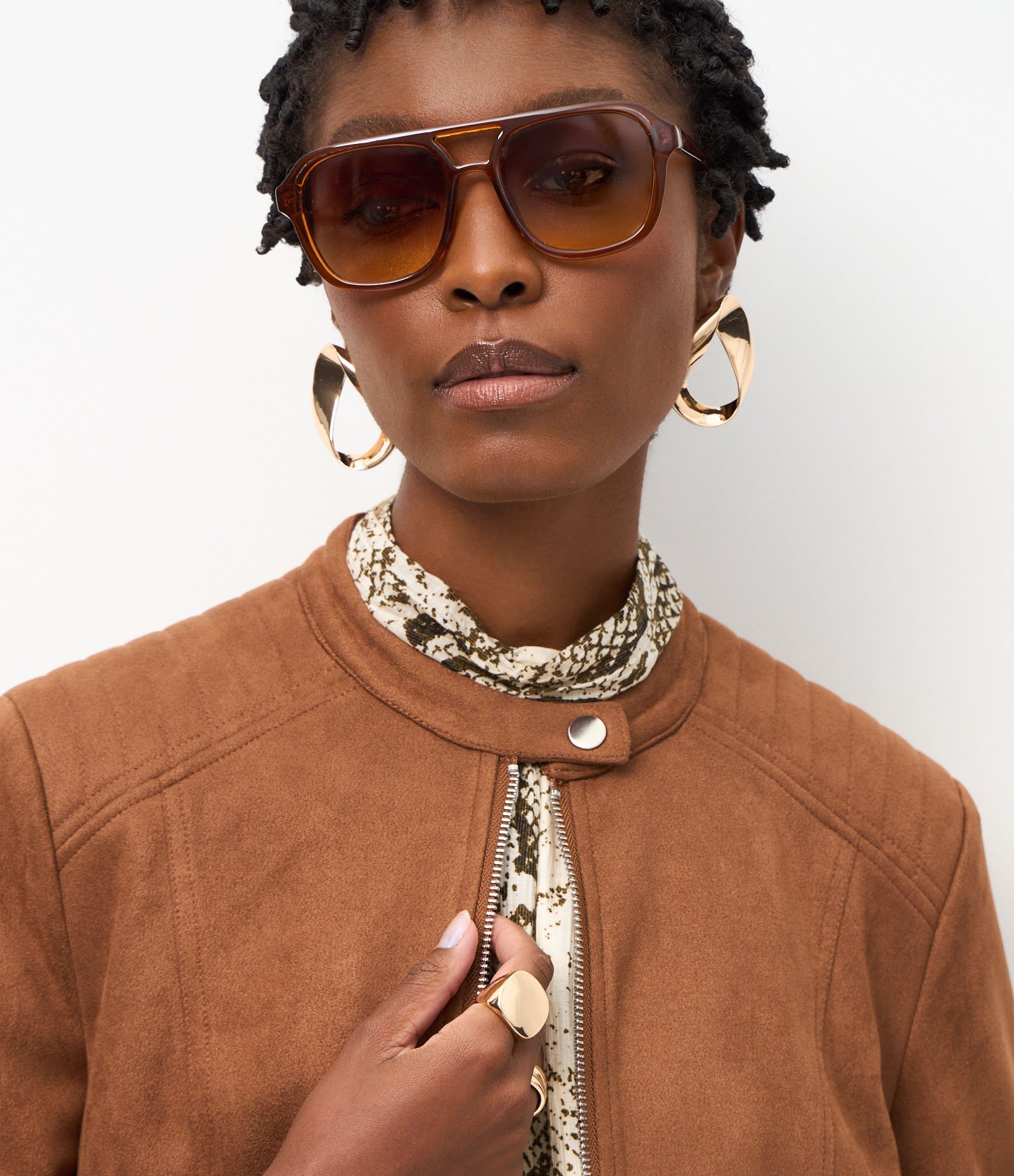 Jaqueta Motorcycle em Suede com Zíper Lateral Marrom 3