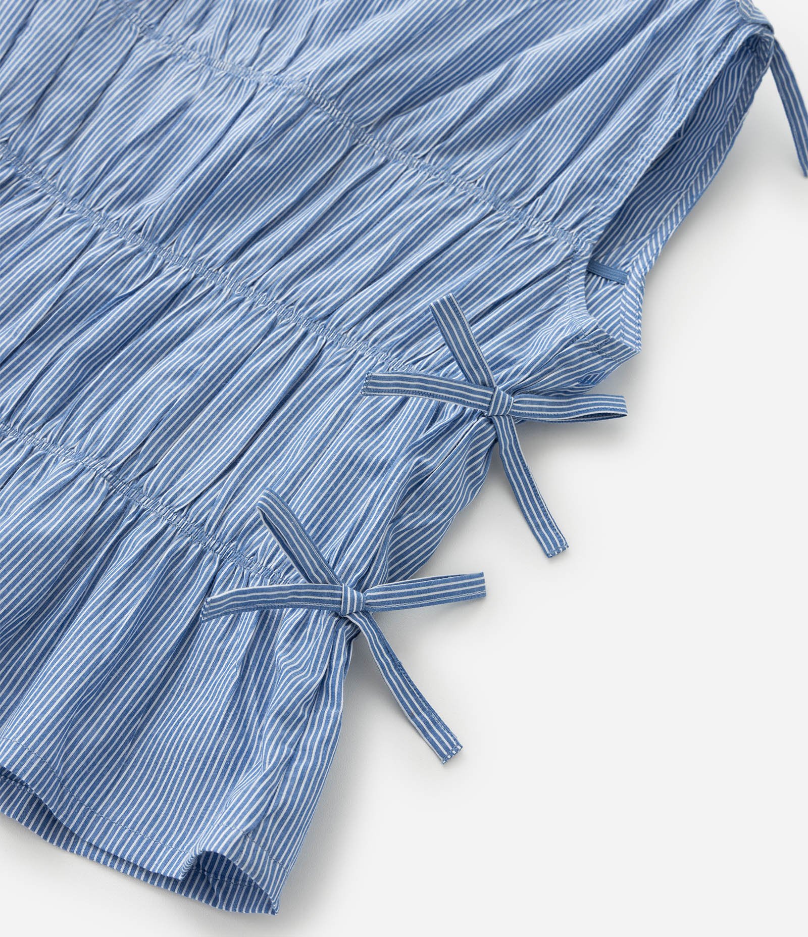 Blusa Infantil em Tricoline com Estampa de Listra e Amarrações - Tam 5 a 14 Anos Azul 6