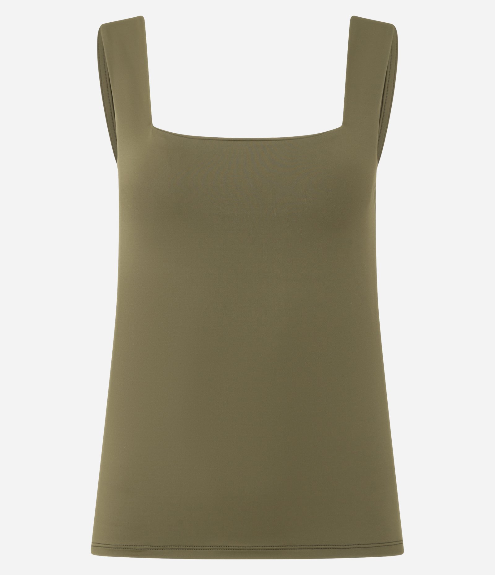 Blusa Básica em Poliamida com Decote Quadrado Verde Oliva 5