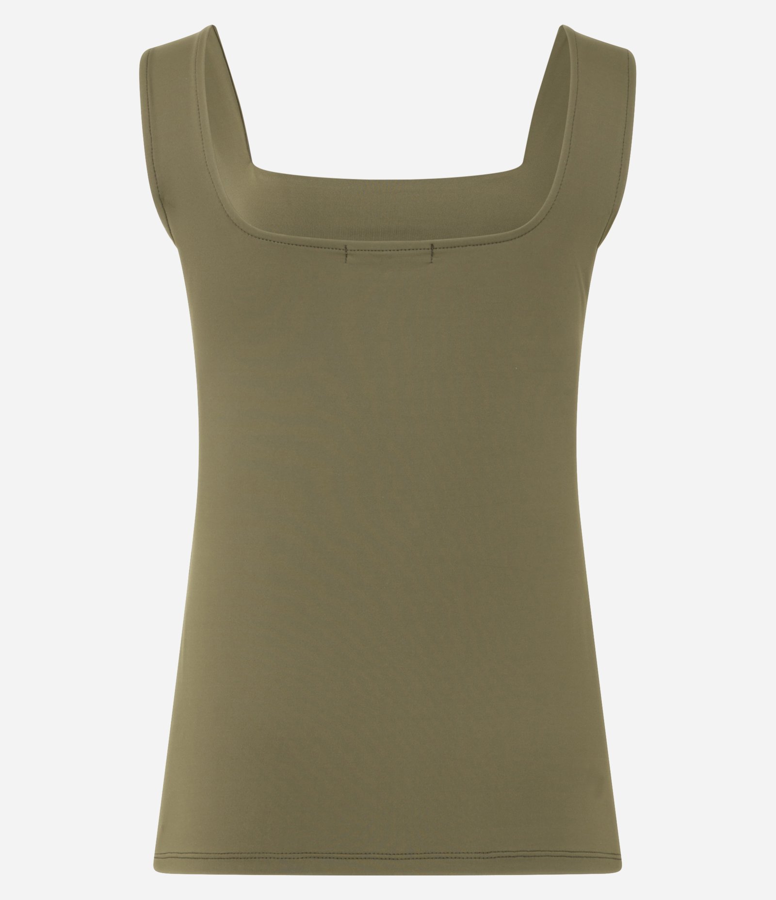 Blusa Básica em Poliamida com Decote Quadrado Verde Oliva 6