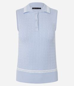 Blusa Manga Curta com Gola Polo em Tricô