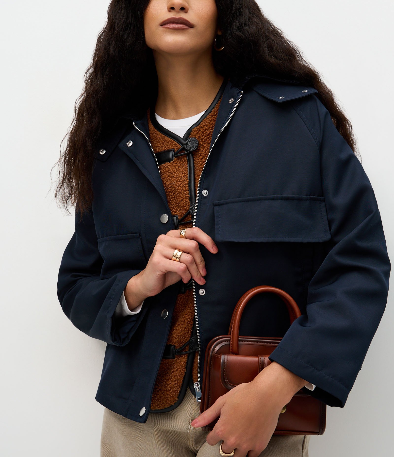 Jaqueta com Capuz e Gola em Veludo Cotelê Azul 3