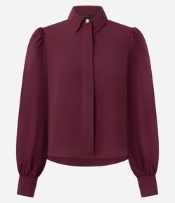 Camisa em Crepe com Botão Diferenciado e Manga Bufante