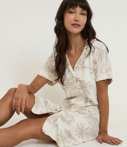 Camisola Americana em Viscose com Estampa de Paisagem