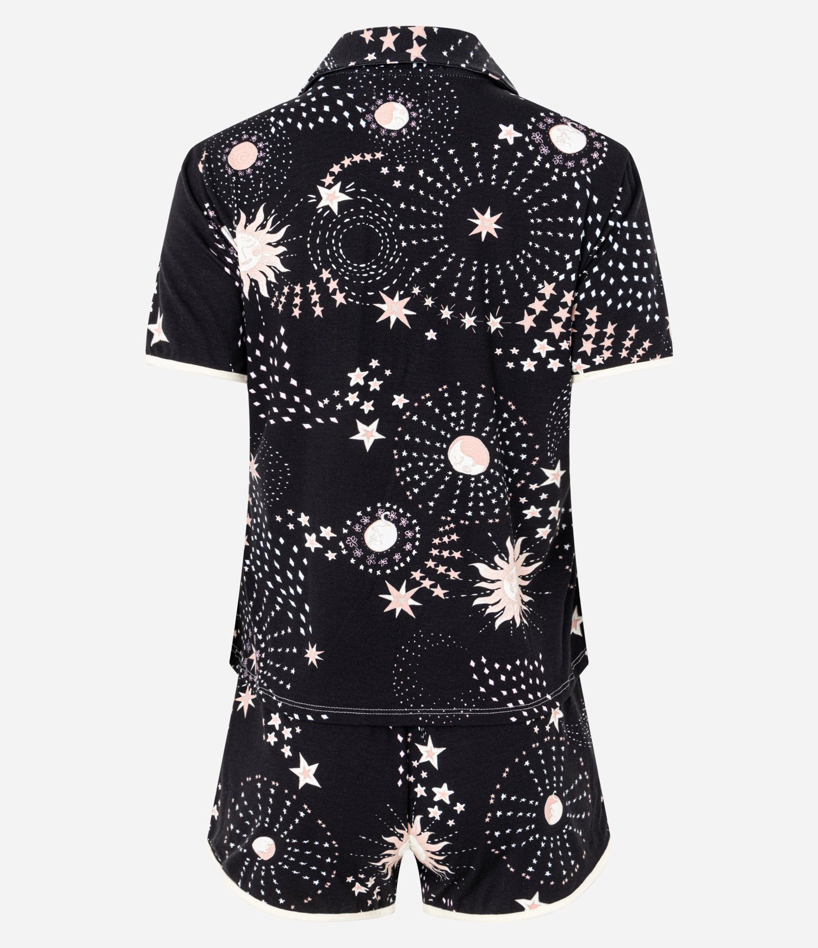 Pijama Short Doll Americano em Viscolycra com Estampa de Estrelas Preto 4