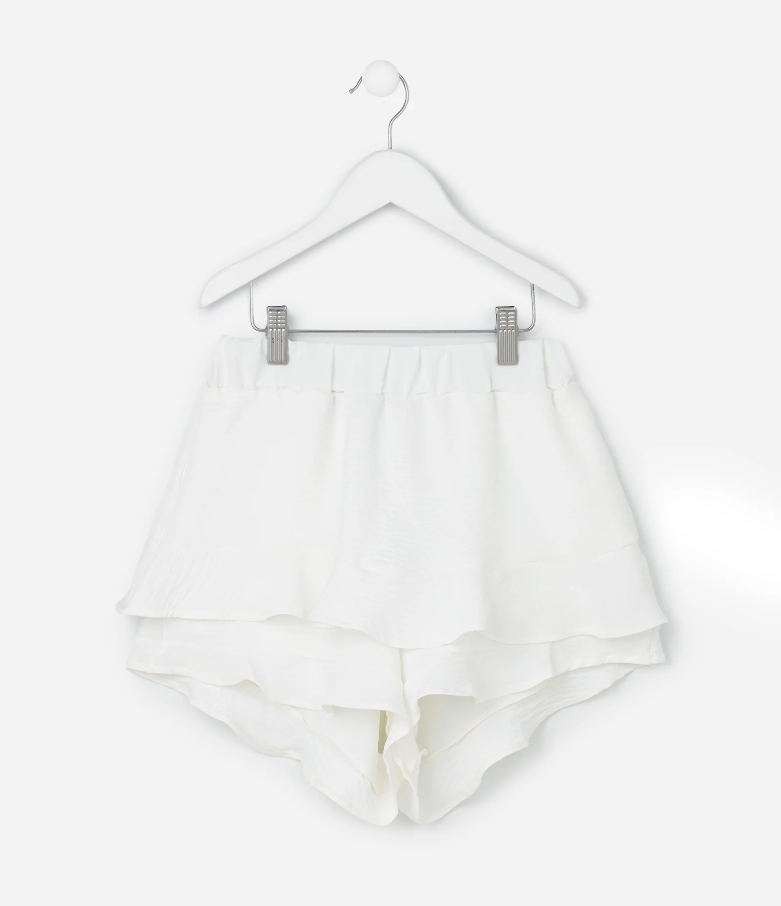 Short Saia Infantil em Airflow com Babados - Tam 7 a 14 Anos Branco 1