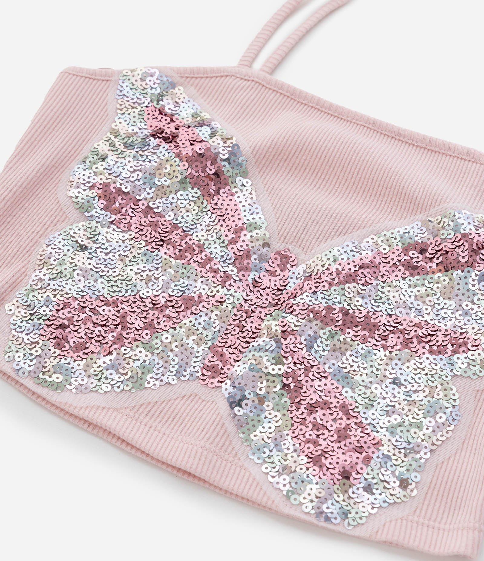 Blusa Top Cropped Infantil com Borboleta em Paetê – Tam 5 a 14 Anos Rosa 6