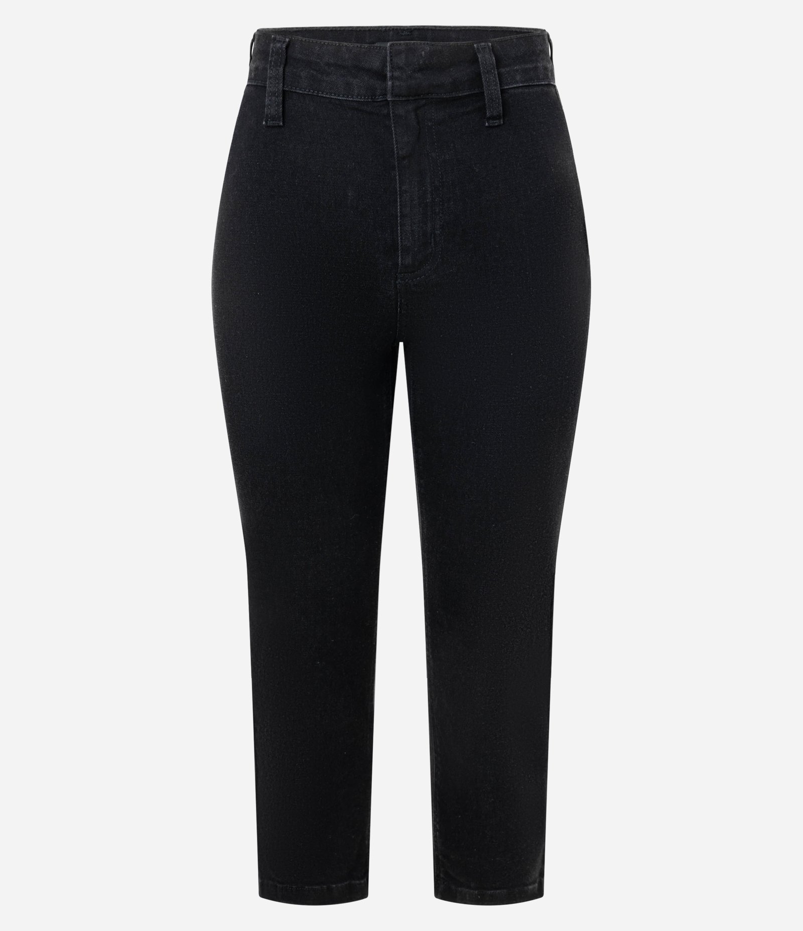 Calça Capri Cintura Alta em Jeans com Passantes e Bolsos Preto 5