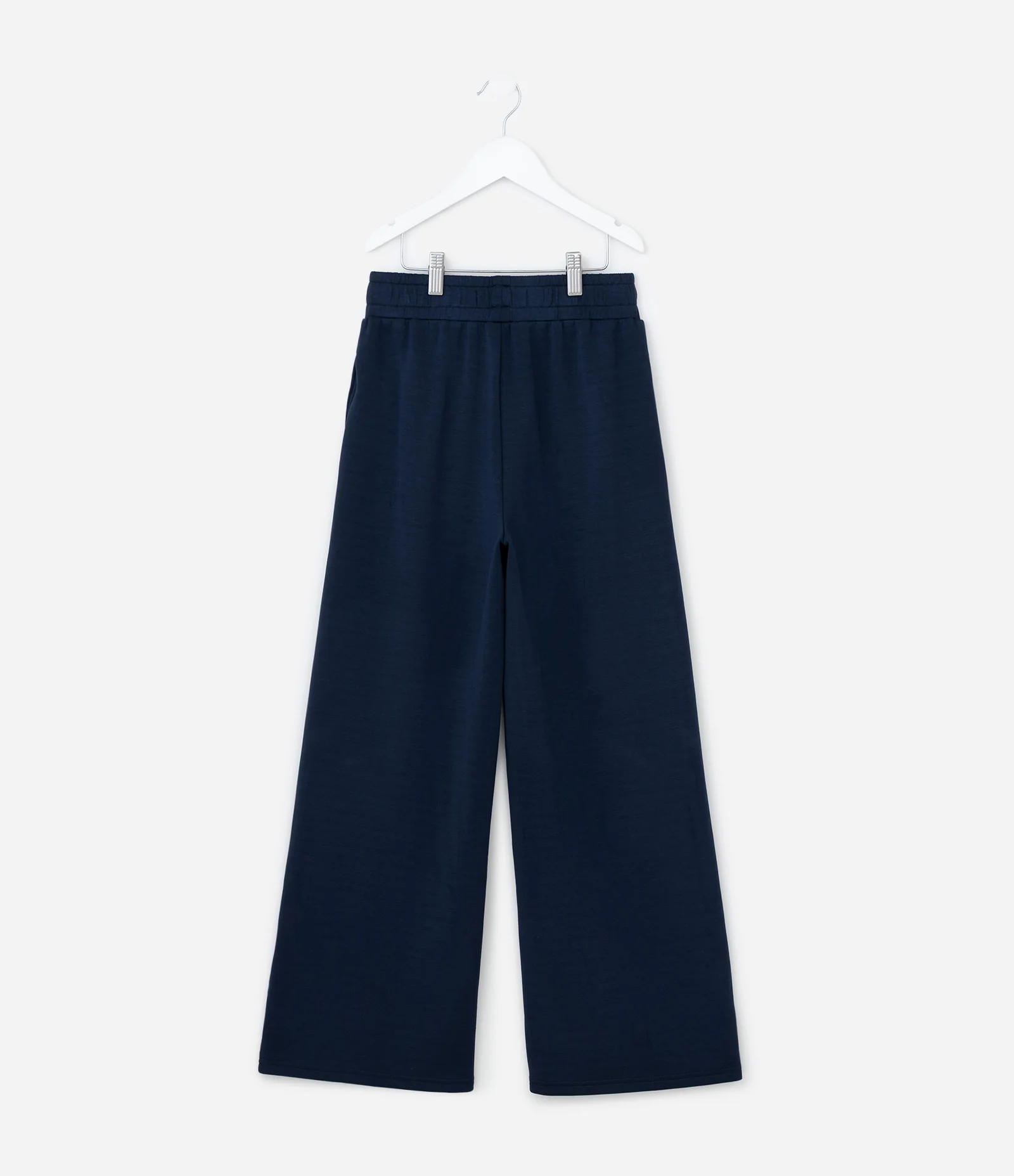 Calça Infantil Wide Leg Em Moletom Liso Sem Felpa - Tam 5 A 14 Anos Azul Marinho 2