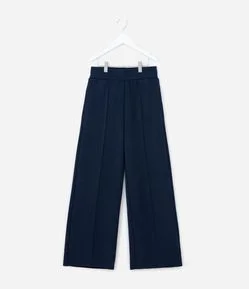 Calça Infantil Wide Leg Em Moletom Liso Sem Felpa - Tam 5 A 14 Anos