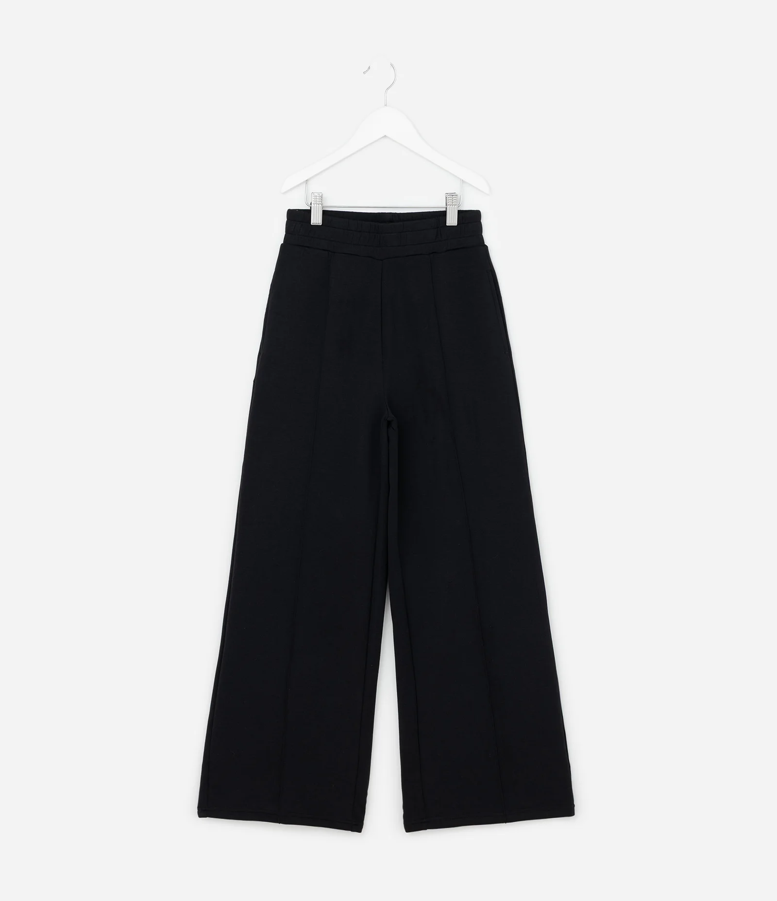 Calça Infantil Wide Leg Em Moletom Liso Sem Felpa - Tam 5 A 14 Anos Preto 1