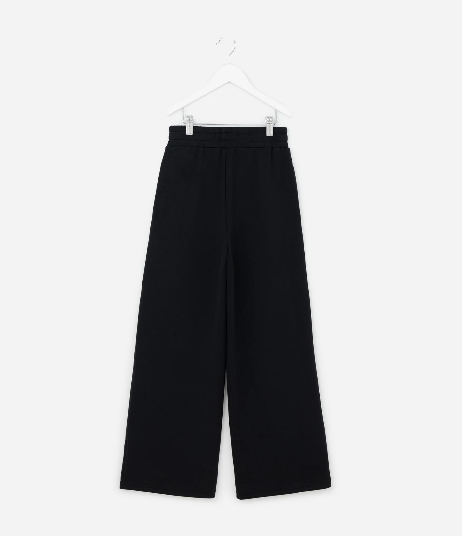 Calça Infantil Wide Leg Em Moletom Liso Sem Felpa - Tam 5 A 14 Anos Preto 2