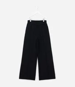 Calça Infantil Wide Leg Em Moletom Liso Sem Felpa - Tam 5 A 14 Anos