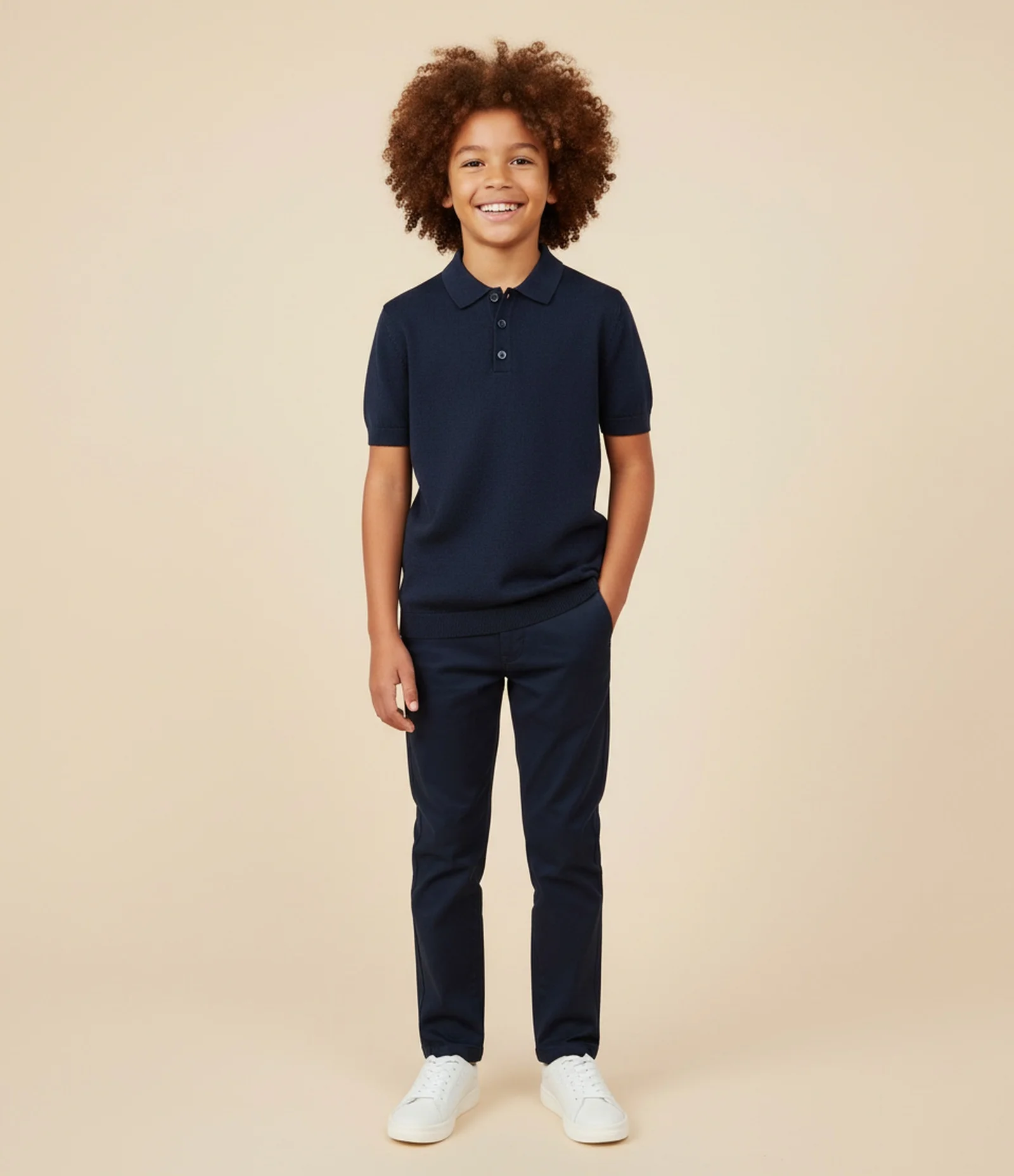 Calça Slim Infantil com Bolsos - Tam 5 a 14 anos Azul Escuro 1