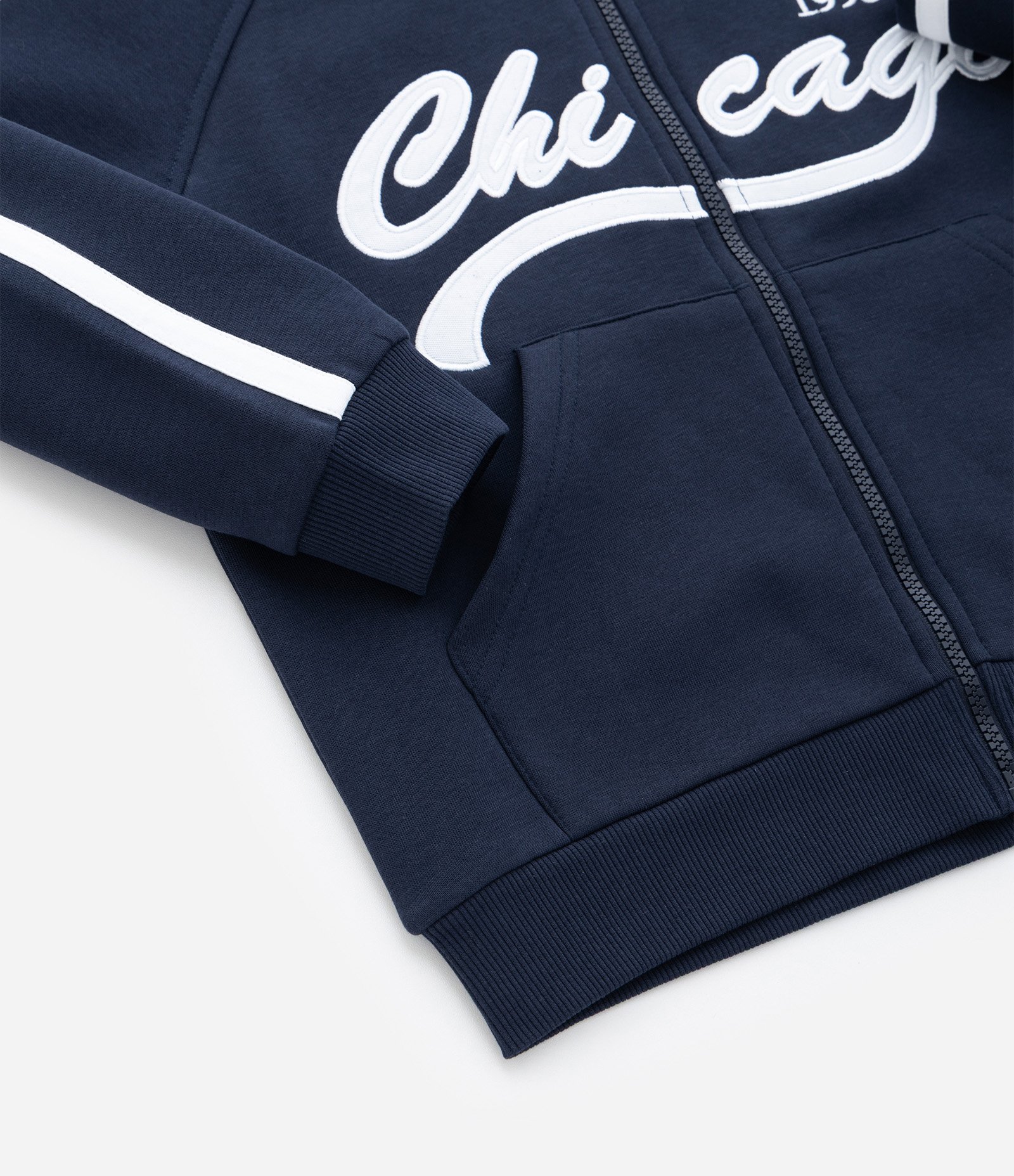 Jaqueta Infantil com Capuz e Lettering Chicago – Tam 5 a 14 Anos Azul Marinho 7