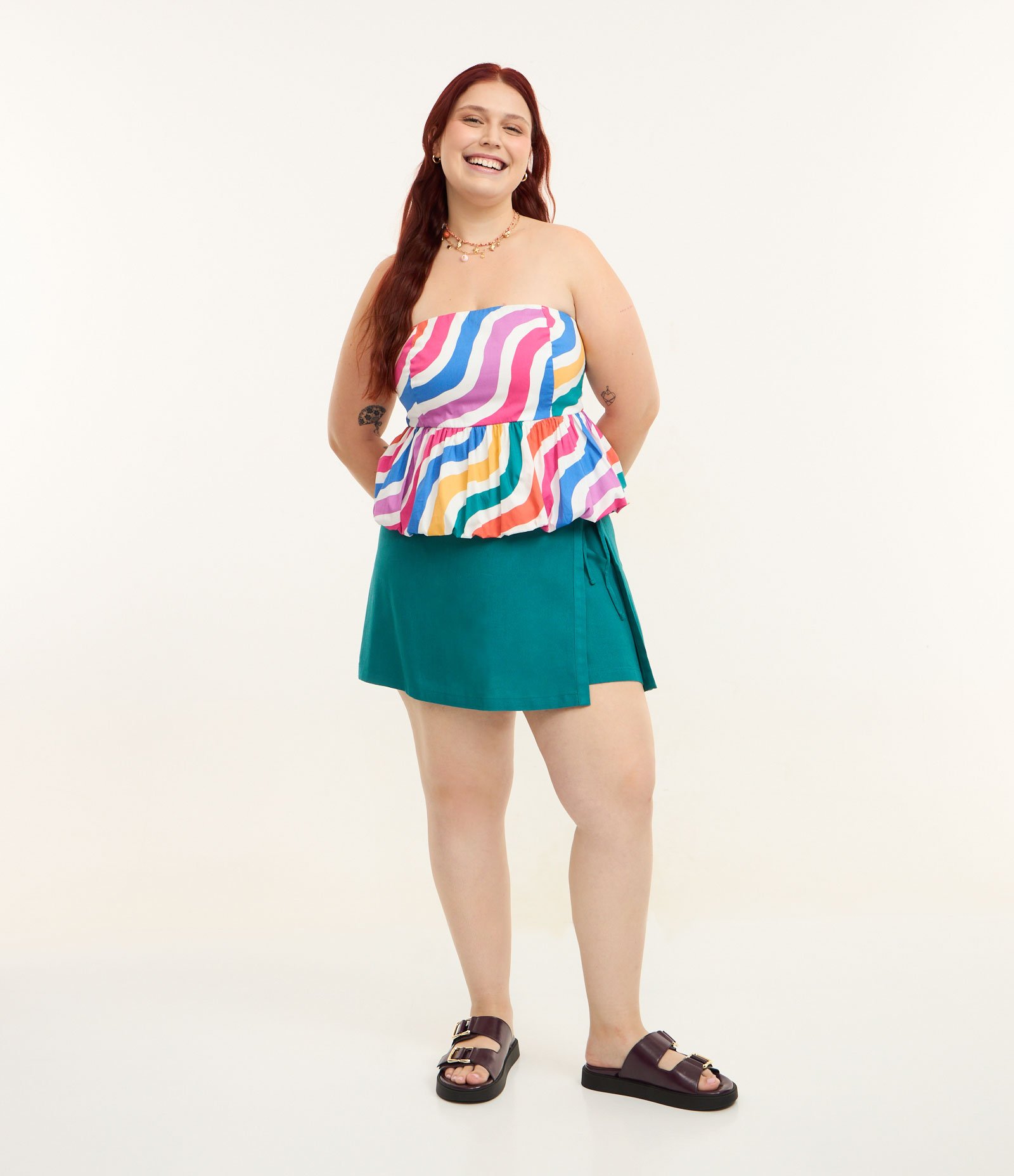 Blusa Balonê sem Alças em Tricoline Curve & Plus Size Multicores 3