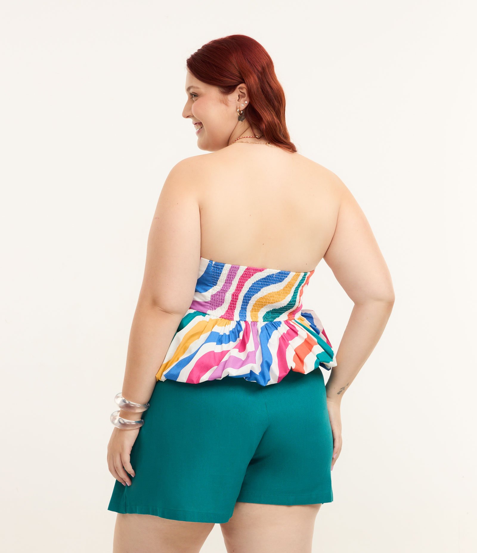 Blusa Balonê sem Alças em Tricoline Curve & Plus Size Multicores 5