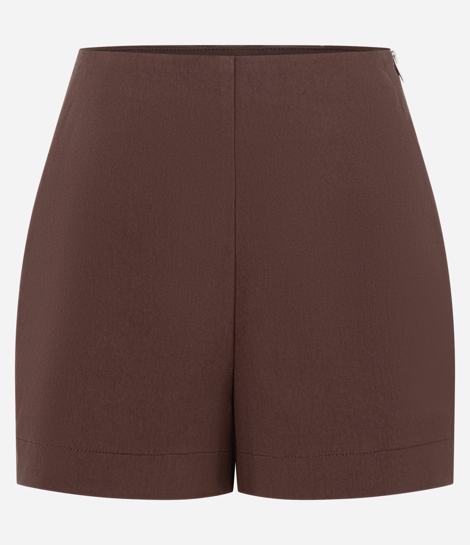 Short Curto em Bengaline com Zíper na Lateral Marrom Escuro 5