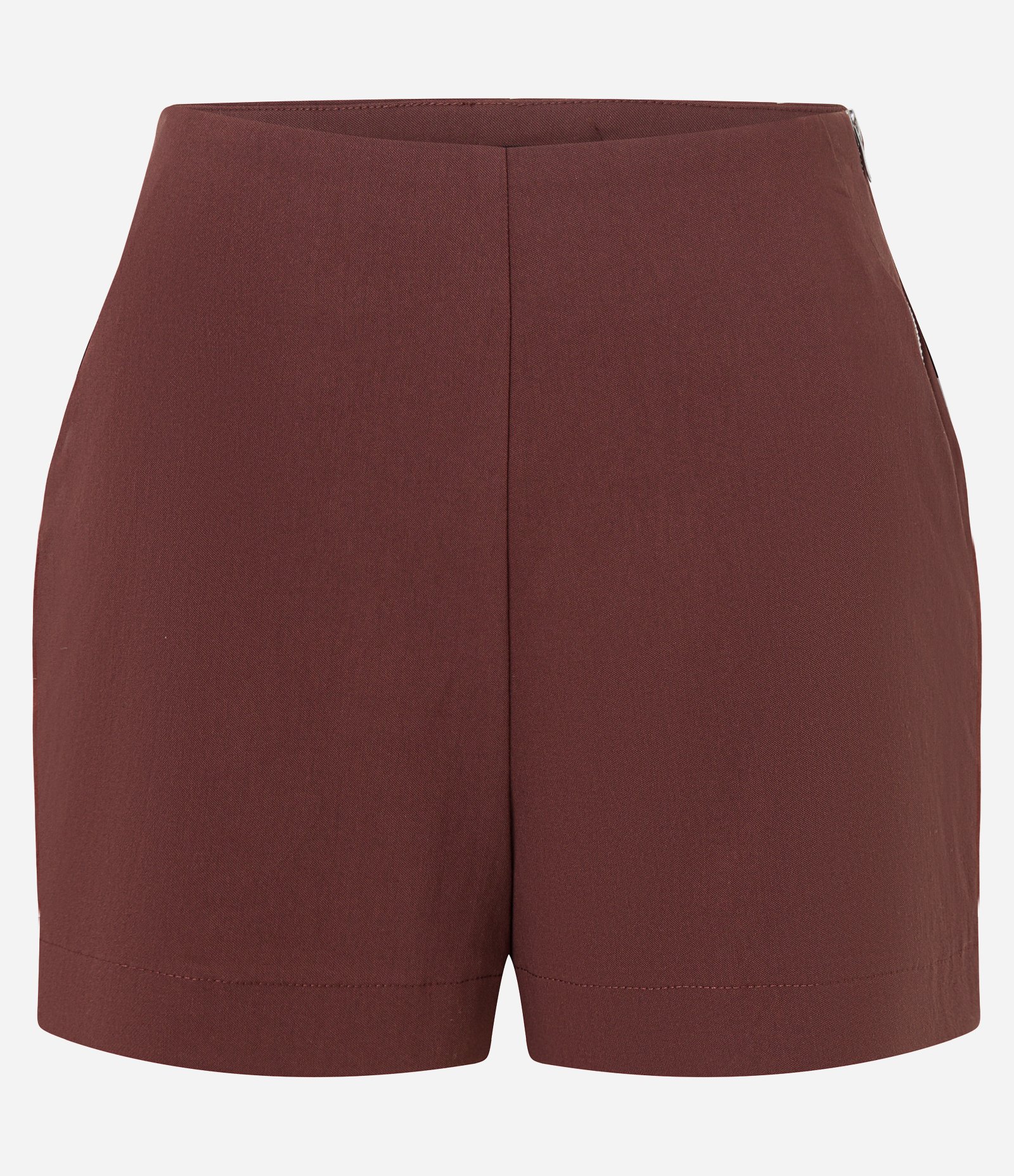 Short Curto em Bengaline com Zíper na Lateral Marrom 5