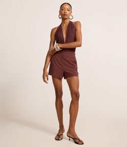 Short Curto em Bengaline com Zíper na Lateral