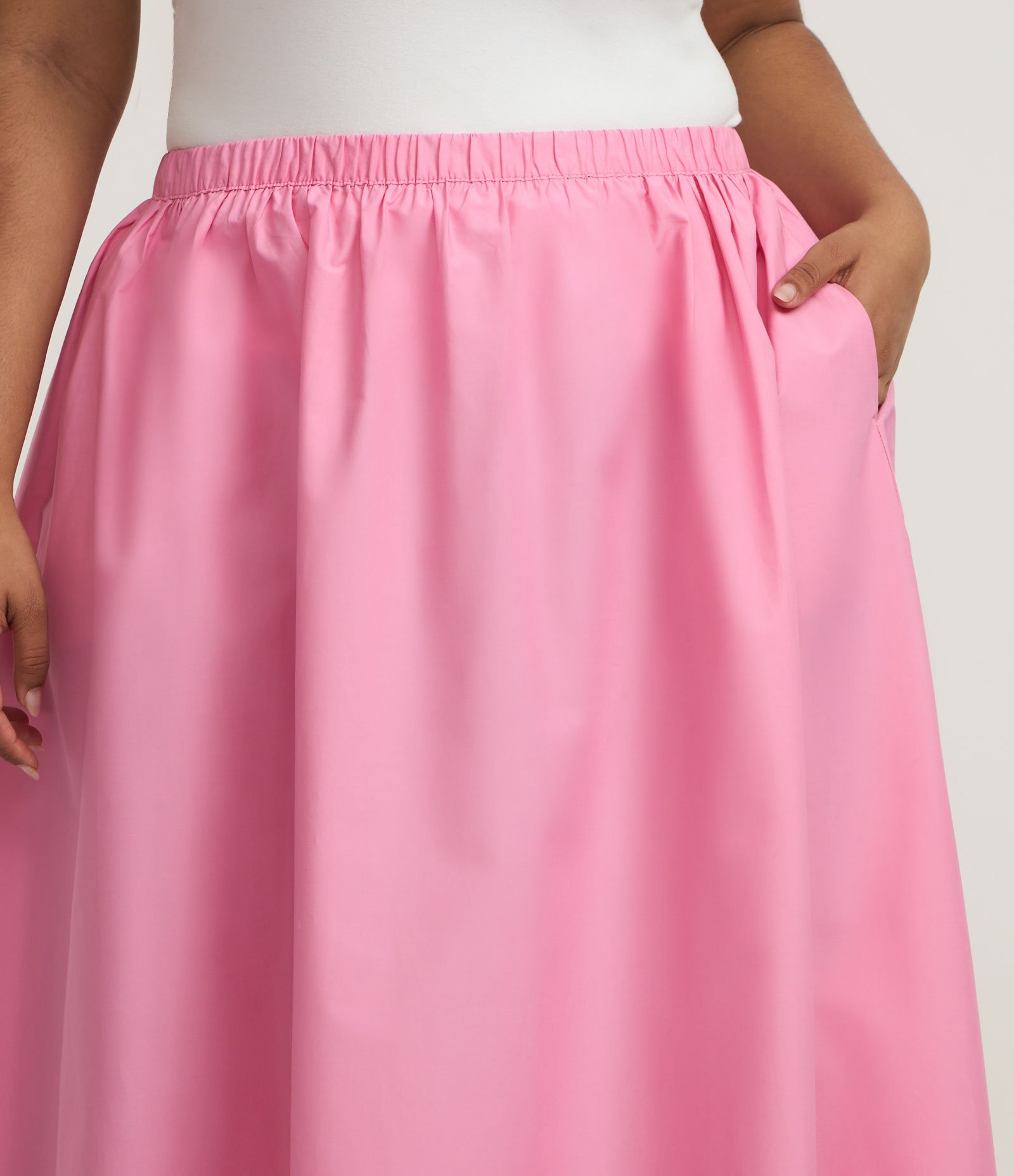 Saia Midi em Tricoline Curve & Plus Size Rosa 3