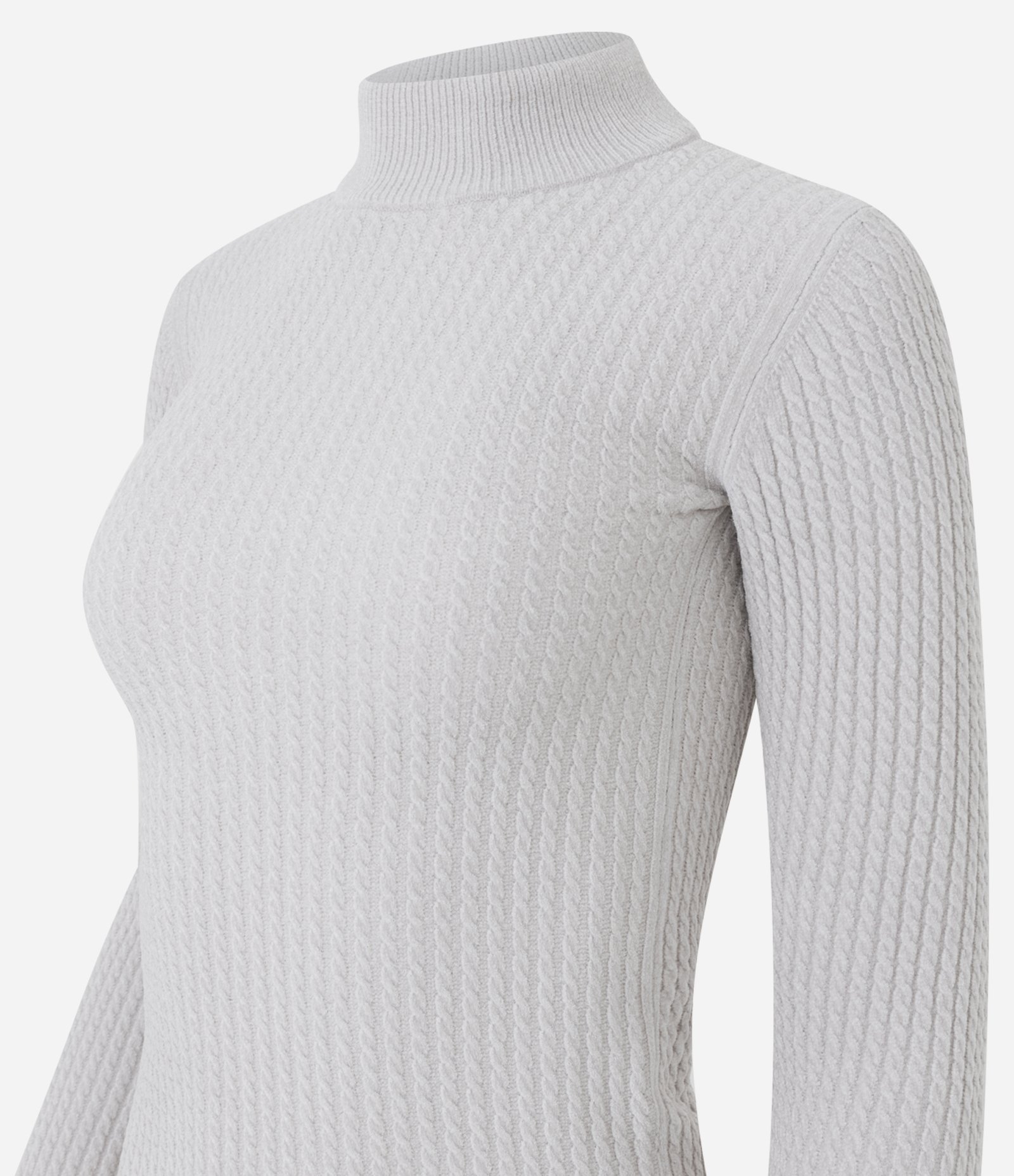 Blusa Slim Texturizada com Gola Alta e Manga Longa Branco 5