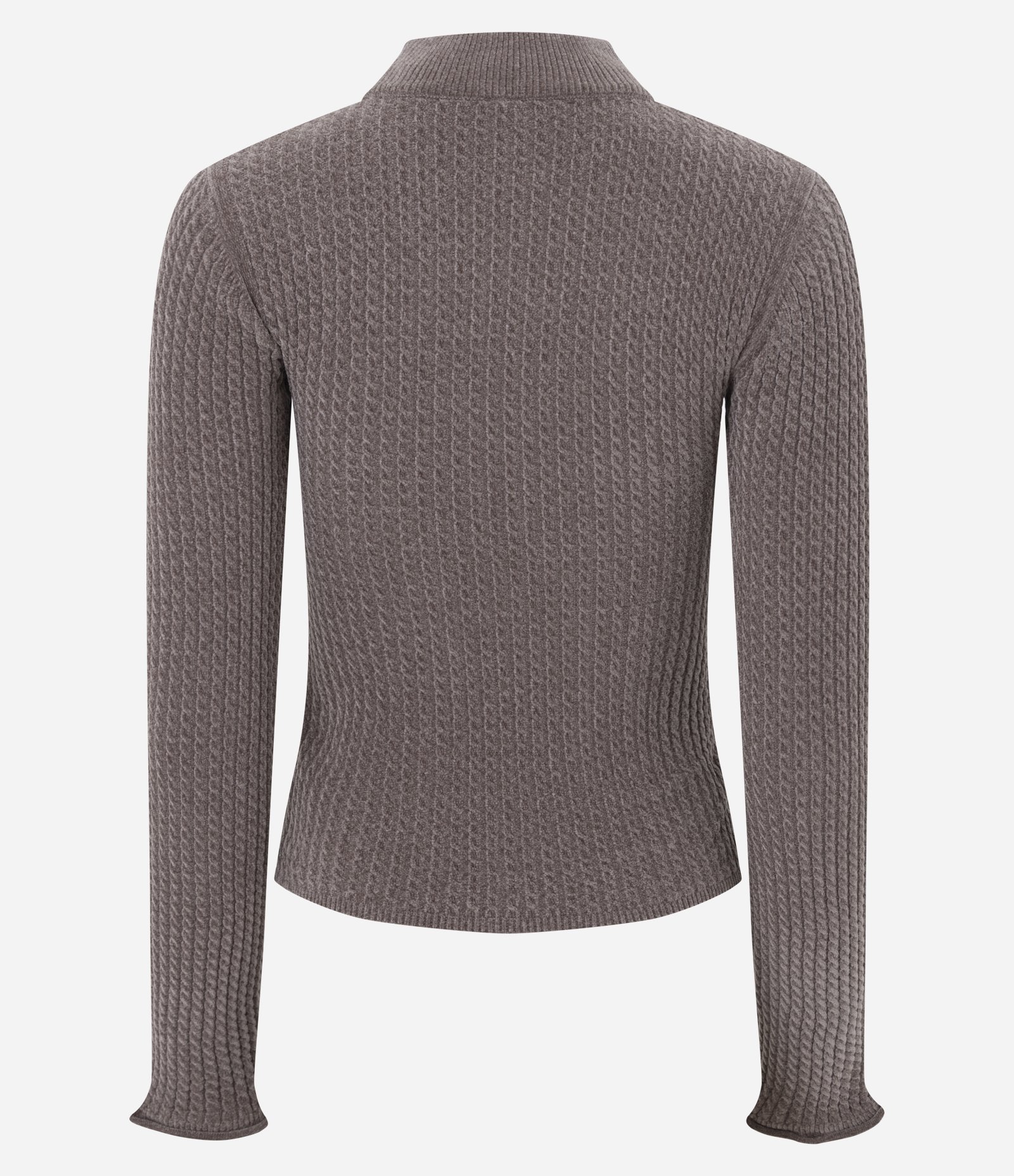 Blusa Slim Texturizada com Gola Alta e Manga Longa Marrom 7