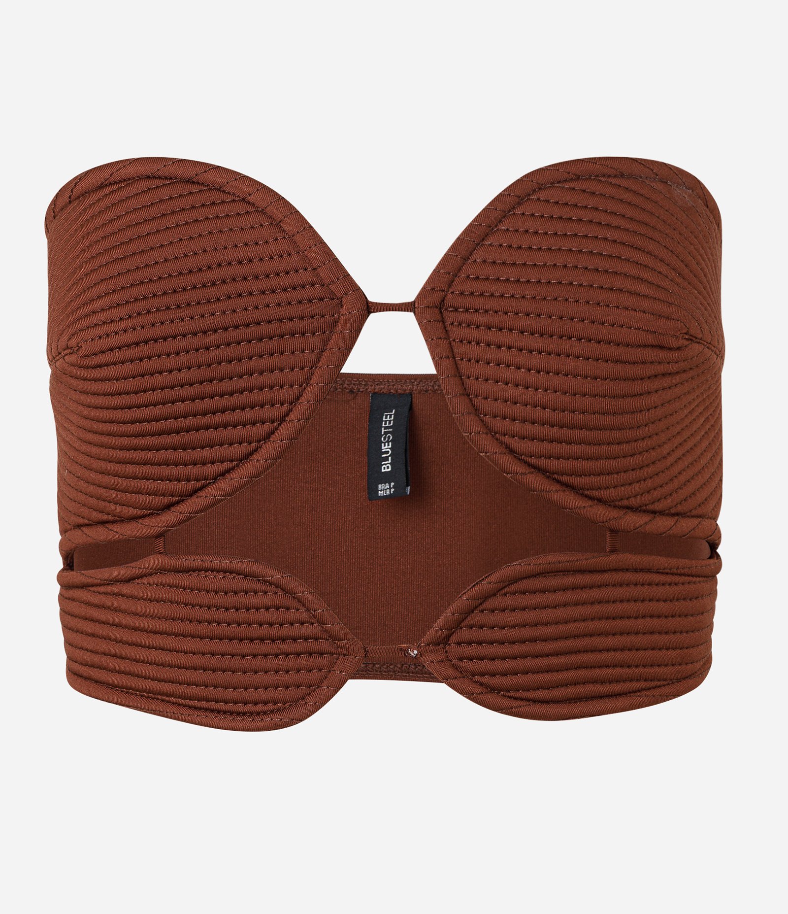 Top em Crepe Tomara que Caia com Busto Pespontado Arredondado Marrom 4