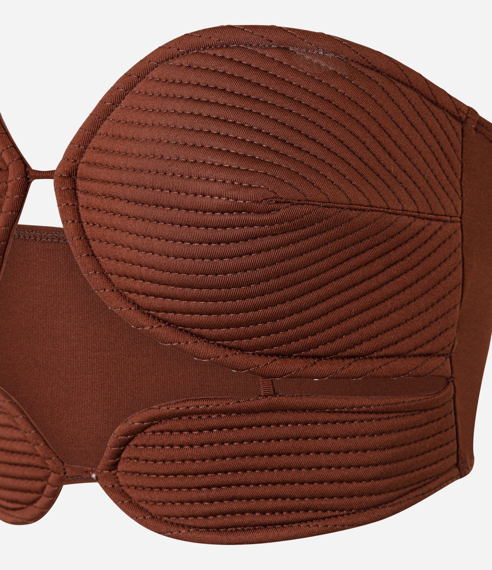 Top em Crepe Tomara que Caia com Busto Pespontado Arredondado Marrom 5