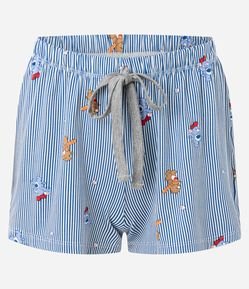 Pijama Short Doll em Viscose com Estampa dos Ursinhos Carinhosos