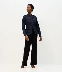 Calça Wide Leg de Alfaiataria com Cintura Média