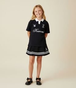 Camiseta Infantil Polo Relaxed Kuromi - Tam  5 a 14 Anos